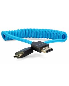 Kondor Blue Mini HDMI To Full HDMI Cable 12"-24" Braided Coiled - Blue