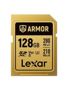 Lexar ARMOR 128GB SDXC Pro Gold Stainless Steel UHS-II V60 IP68 280MB/s Card
