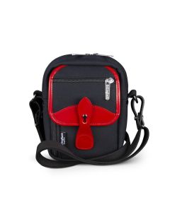 Billingham Compact Stowaway Camera Shoulder Bag - Black FibreNyte / Red