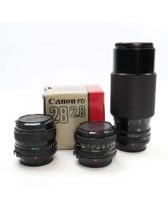 USED Canon FD Kit 28mm F/2.8 - 50mm F/1.8 - 70-210mm F/4 Manual Focus 