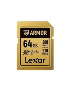 Lexar ARMOR 64GB SDXC Pro Gold Stainless Steel UHS-II V60 IP68 280MB/s Card