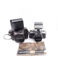 USED Olympus OM-1 Film SLR Camera (Slight Ark in Prism) With 50mm F1.8 Lens