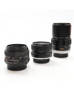 USED Minolta MD Lens Bundle 28mm / 50mm / 135mm Prime Lens