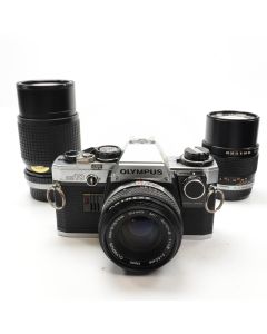USED Olympus OM10 Film Camera with 50mm / 135mm / 75-150mm 