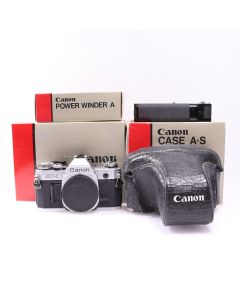 USED Canon AT-1 SLR Film Camera with Original Case & Power Winder