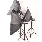 USED Pixapro LUMI 400II Studio Flash Head Light Photography Triple Kit